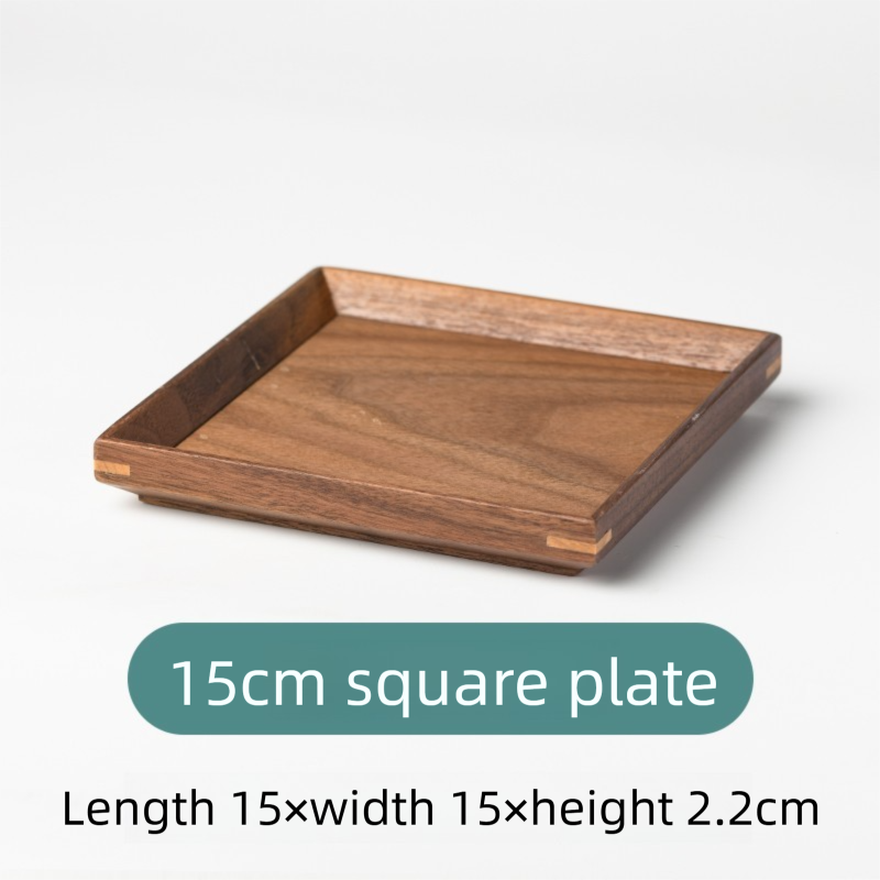 Black walnut solid wood tray, rectangular wooden tray, Japanese-style household fruit plate, wooden red tray, tea tray-Lovesyouforever