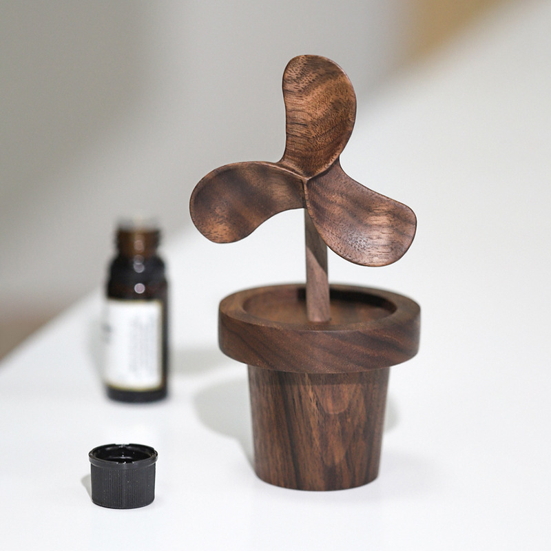 Handmade Creative Windmill Essential Oil Diffuser Wooden Fragrance Bottle Indoor Aromatherapy Essential Oil Scented Wooden Ornament Tool-Lovesyouforever