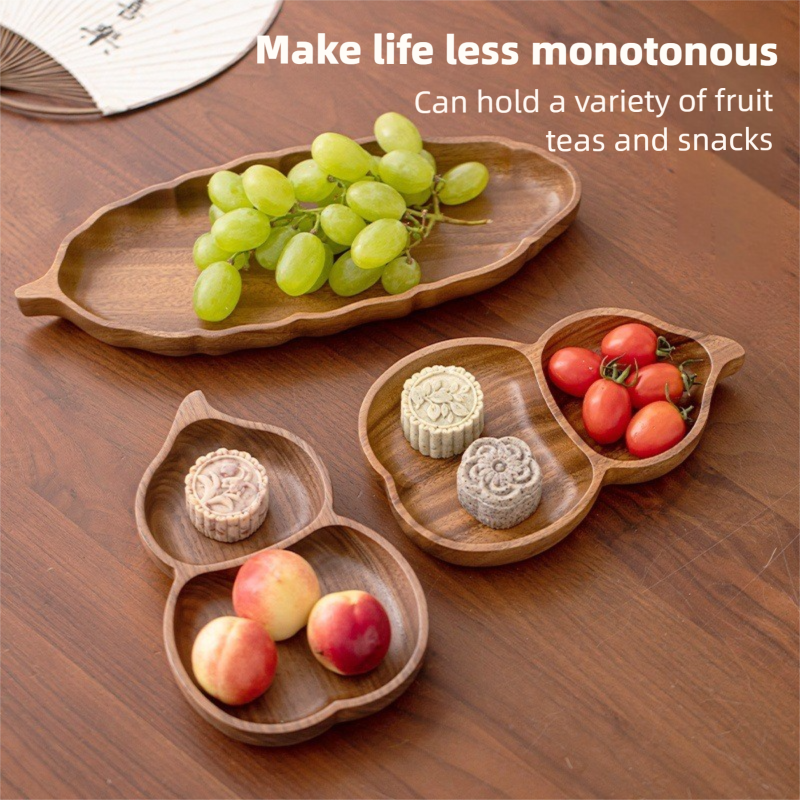Solid wood Chinese-style home living room coffee table fruit tray for snacks and dried fruits, high-end luxury wooden dessert and fruit plate-Lovesyouforever