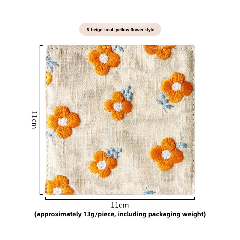 Ins-style embroidered cotton-linen coasters, embroidered fabric coasters, thickened heat-insulating mats, embroidered coffee coasters, tea coasters-Lovesyouforever