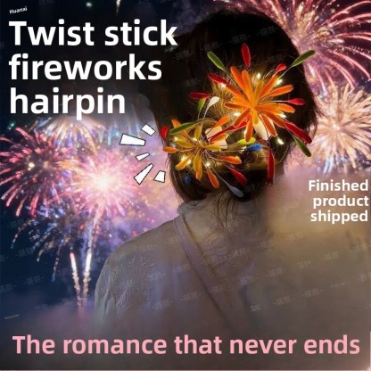 New finished product: New Year's atmosphere magic tool - twist stick firework hairpin, handmade hair accessory for New Year's Day and Valentine's Day-Lovesyouforever