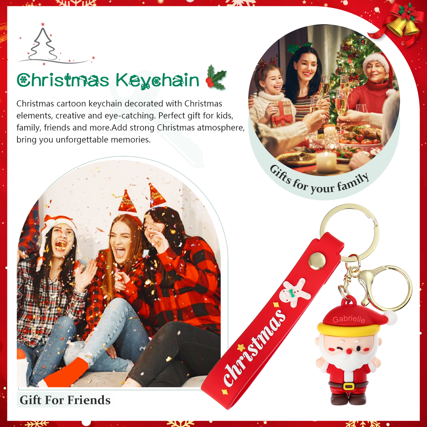 Personalized Christmas Santa Claus Keychain-Custom Name Keychain Gift-Lovesyouforever