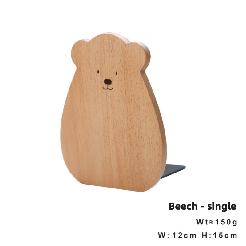 New school exquisite solid wood cartoon bookshelf desktop creative bookends cute student book supports simple wooden book stands-Lovesyouforever