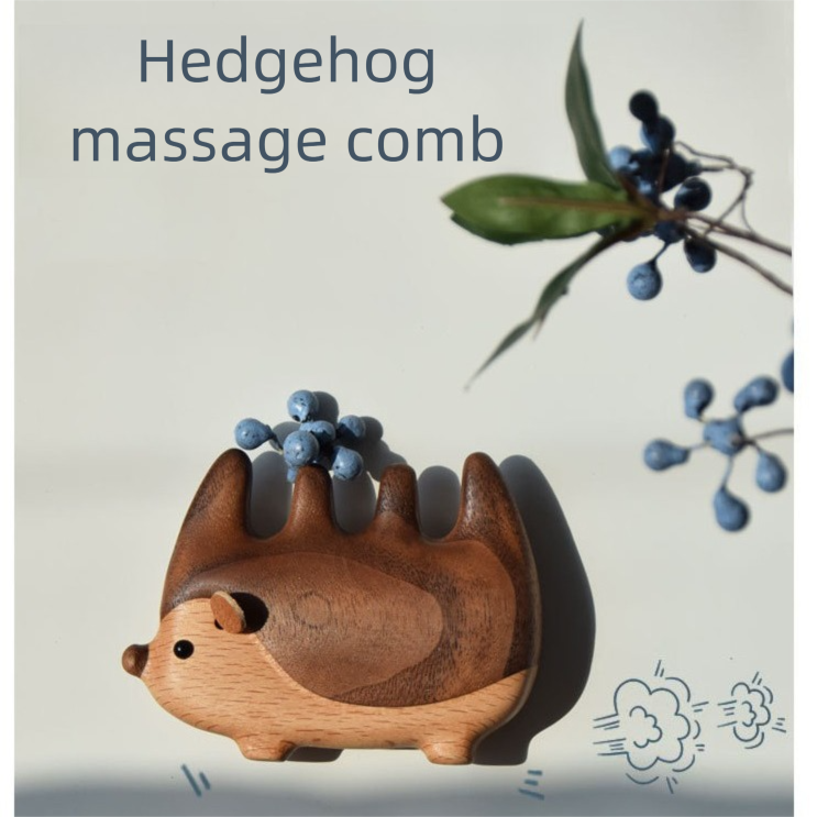 Black Walnut Wood Creative Massage Comb Wooden Craft Personalized Cute Hedgehog Comb High-end Gift-Lovesyouforever