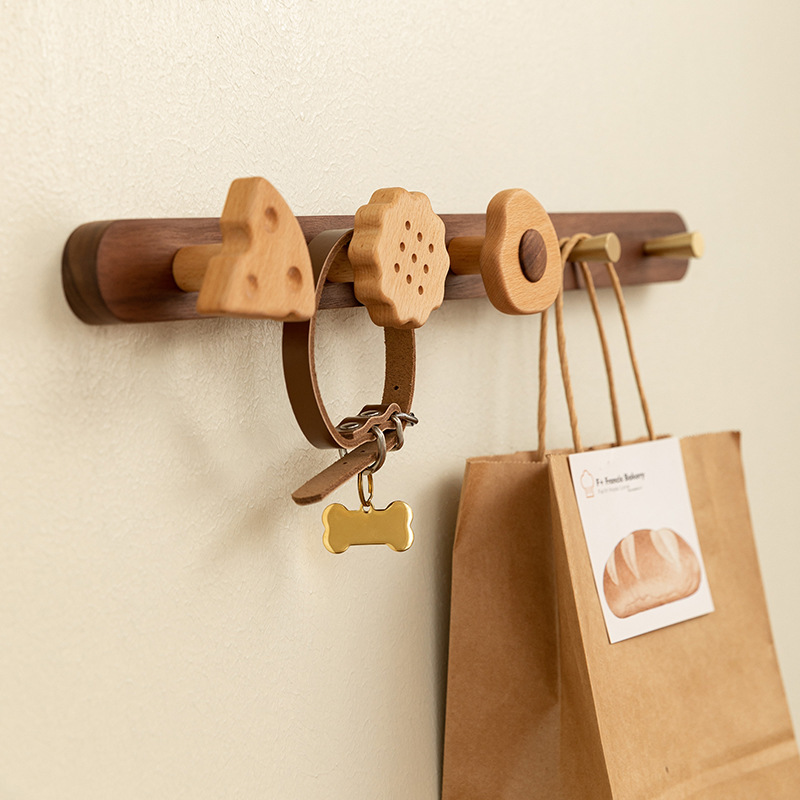 Solid wood coat hook, over-the-door hook, no-drill wall-mounted coat rack, wall-mounted storage hook, adhesive hook, strong load-bearing-Lovesyouforever