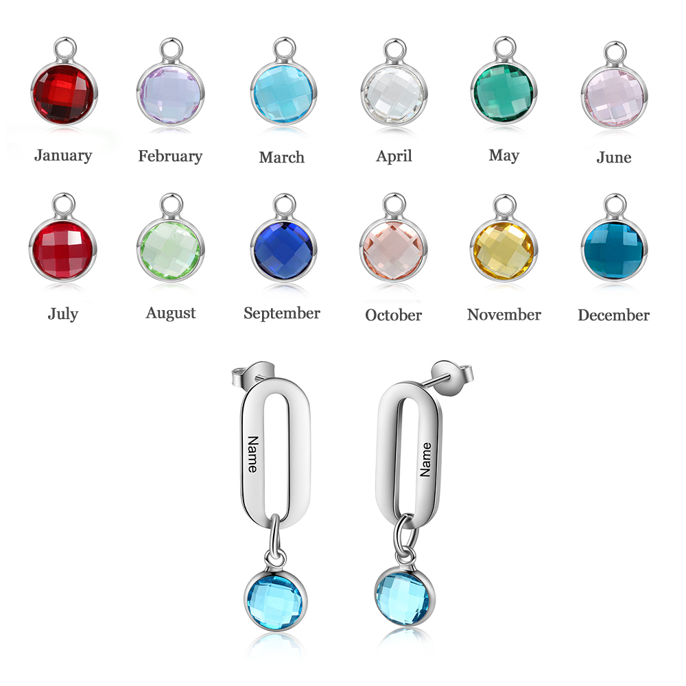 Name-Personalized Earrings With Birthstone-Lovesyouforever