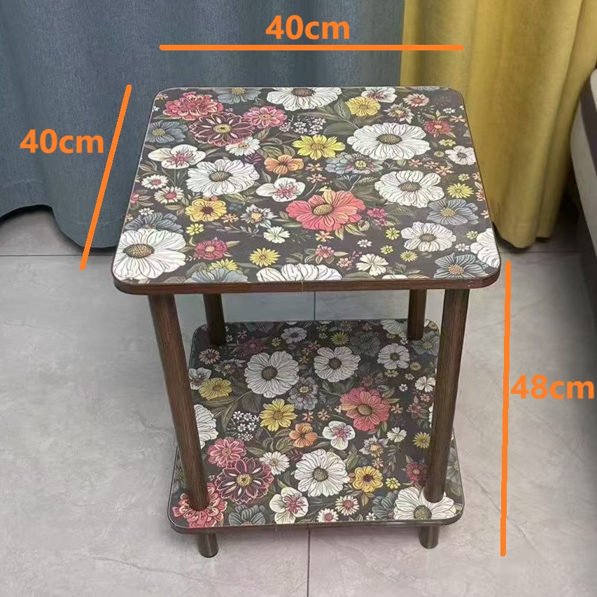 Mandala side table, coffee table, sofa side cabinet, Nordic pattern, trendy bedroom double-layer small table, living room bedside corner table-Lovesyouforever