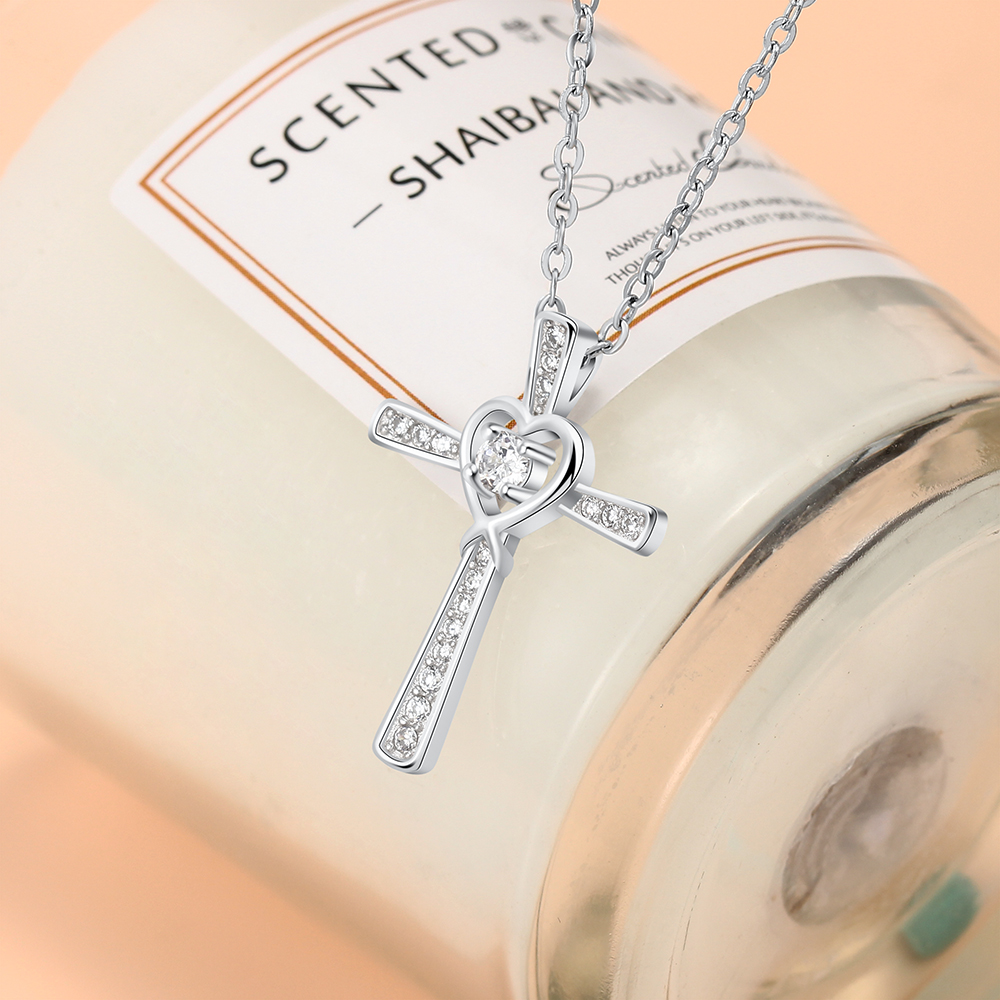 Copper Cross and Heart Pendant Necklace for Women-Lovesyouforever