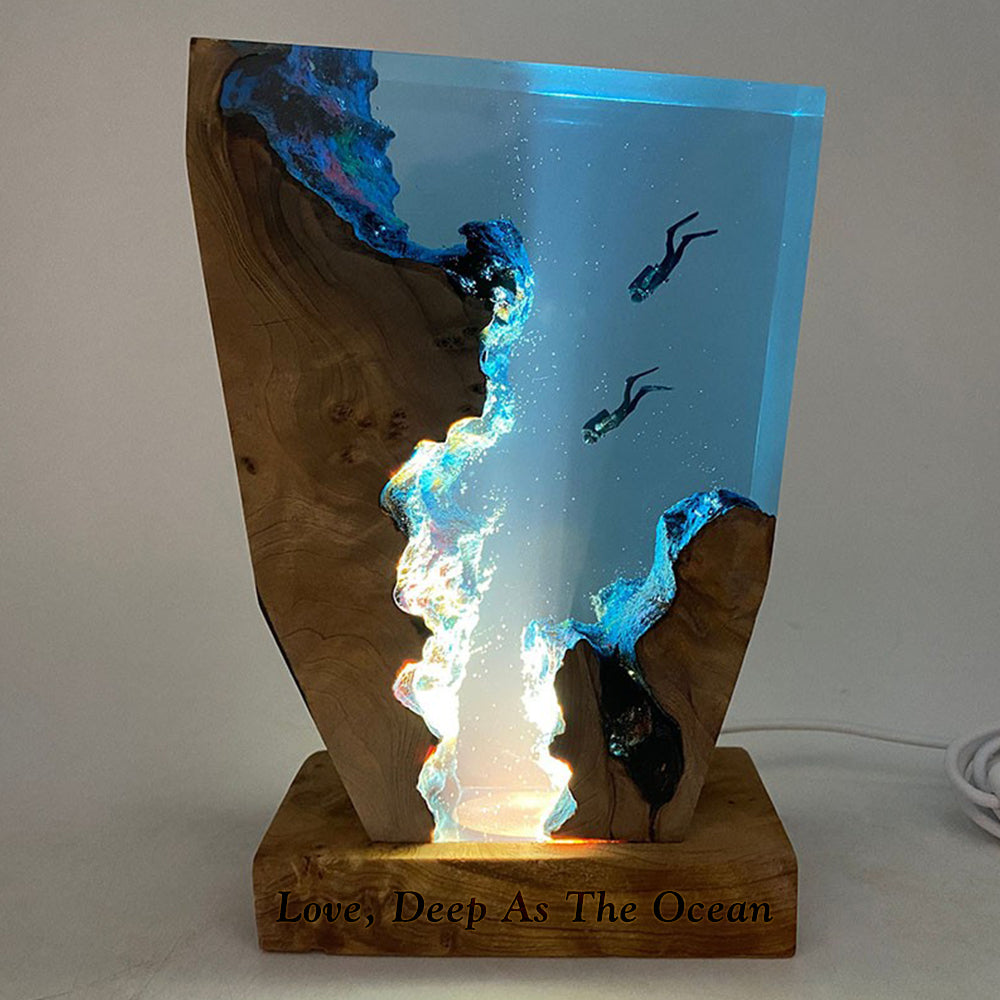 Art Resin Lamp Night Light Scuba Couple Diver Home Decor Gift Unique Christmas Gift Birthday Gift Ideas-Lovesyouforever