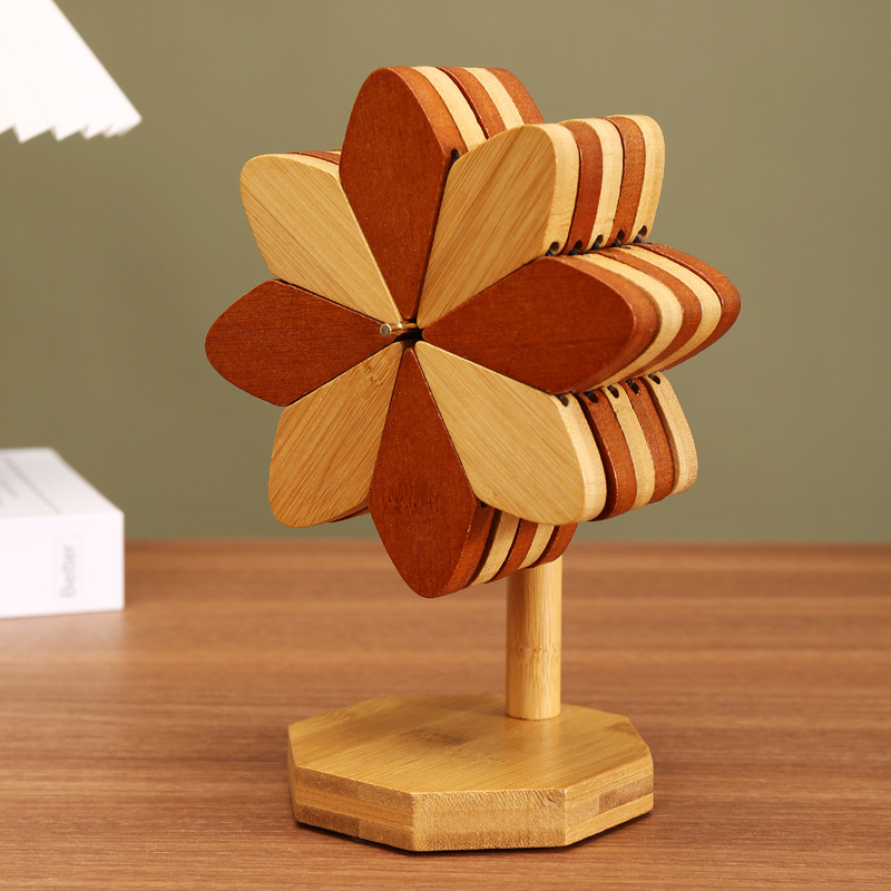 Tree-shaped windmill heat-resistant mat, bamboo solid wood placemat, coaster, anti-scald mat, table mat, creative high-end decorative item-Lovesyouforever