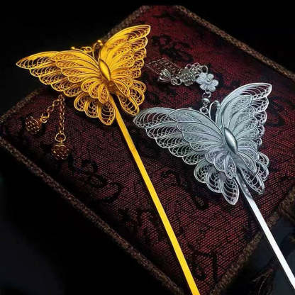 Handcrafted Vintage Chinese Style 999 Sterling Silver Filigree Butterfly Hairpin-Lovesyouforever