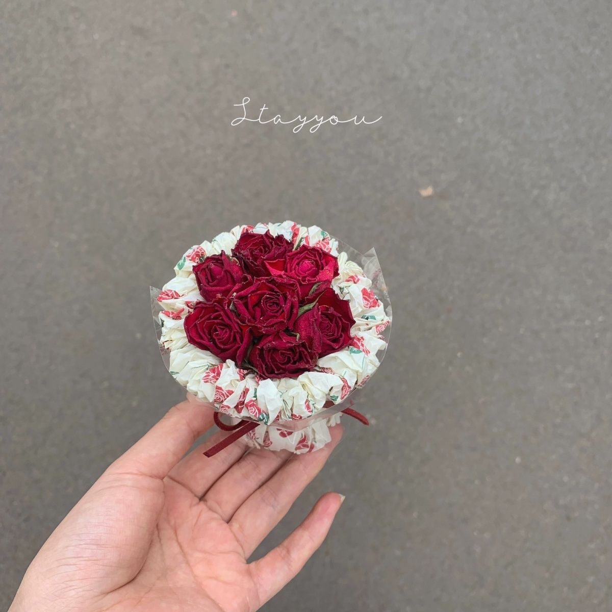 Heart-pounding|Dried flower mini vintage romantic red rose bouquet car accessory holiday gift decoration-Lovesyouforever