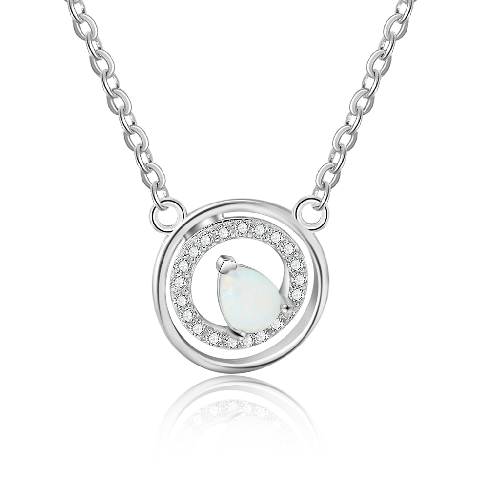 Round Opal Pendant Necklace for Women-Lovesyouforever