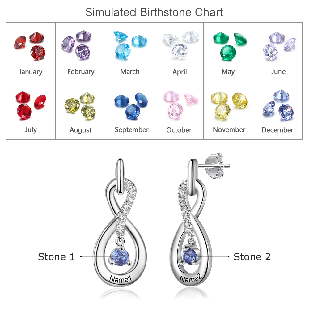 Name-Personalized Earrings With Birthstone-Lovesyouforever