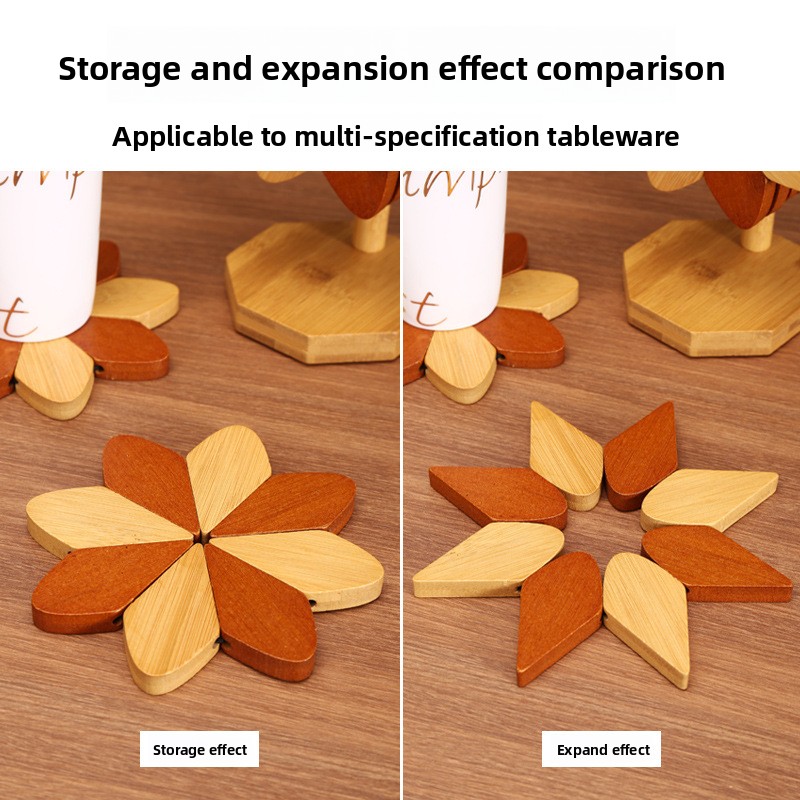Tree-shaped windmill heat-resistant mat, bamboo solid wood placemat, coaster, anti-scald mat, table mat, creative high-end decorative item-Lovesyouforever