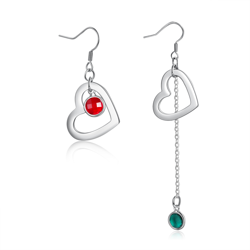 2 Names-Personalized Heart Earrings Custom Names with 2 Birthstones for Women-Lovesyouforever