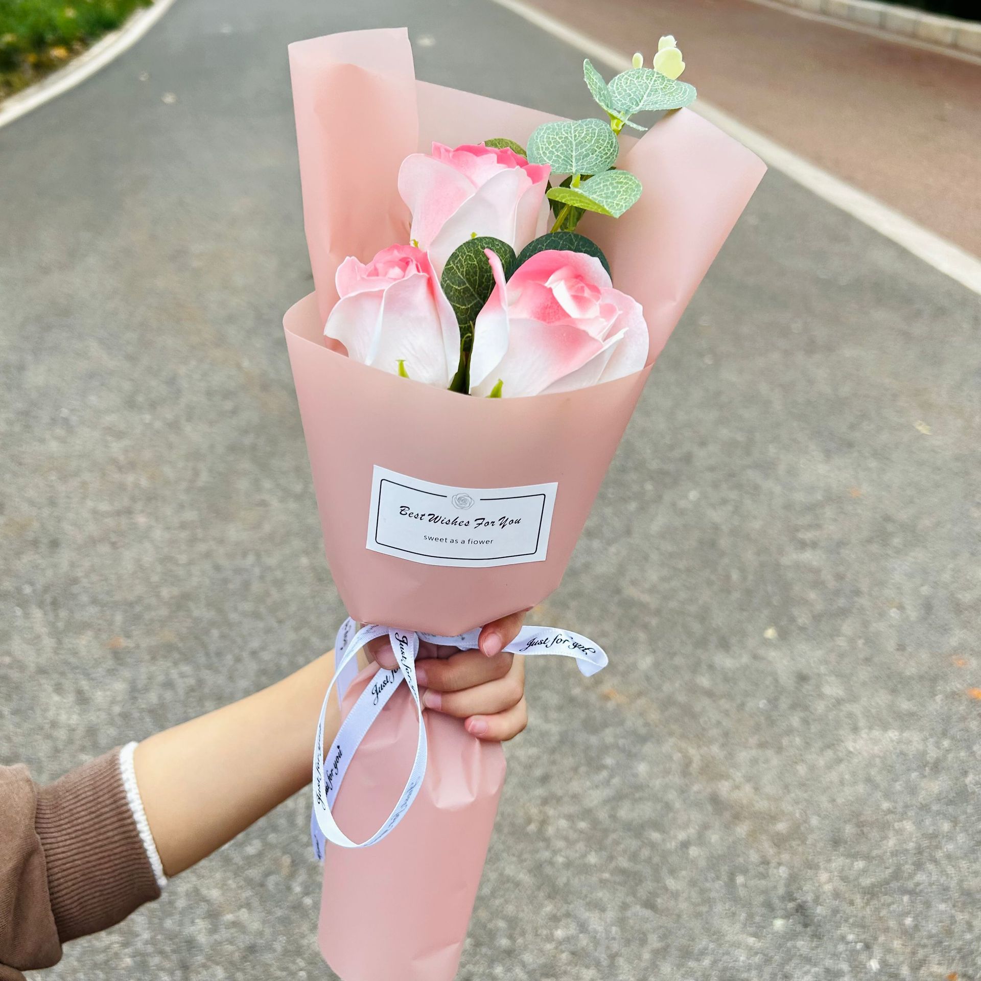Finished crushed ice blue rose bouquet, soap flowers, Qixi Festival gift, graduation bouquet, gift for best friend, photo decoration, artificial flowers-Lovesyouforever