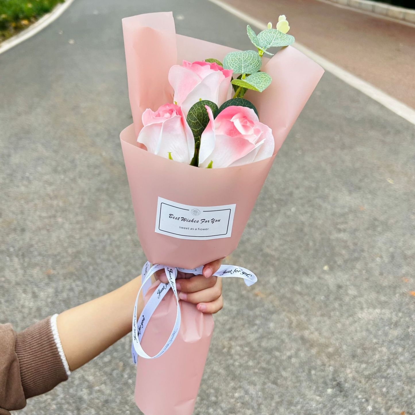 Finished crushed ice blue rose bouquet, soap flowers, Qixi Festival gift, graduation bouquet, gift for best friend, photo decoration, artificial flowers-Lovesyouforever