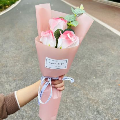 Finished crushed ice blue rose bouquet, soap flowers, Qixi Festival gift, graduation bouquet, gift for best friend, photo decoration, artificial flowers-Lovesyouforever