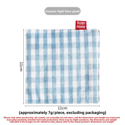 Fabric coasters, double-layer plaid heat-insulating coasters, square mug coasters-Lovesyouforever