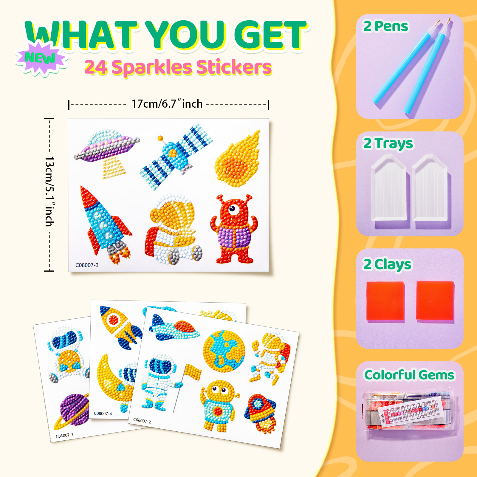 24 Stickers 5D Diamond Painting Sticker New Style Various Patterns DIY Leisure Toys Children's Gifts-Lovesyouforever