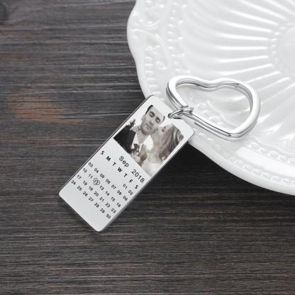 Personalized Photo Keychain With Calendar-Lovesyouforever