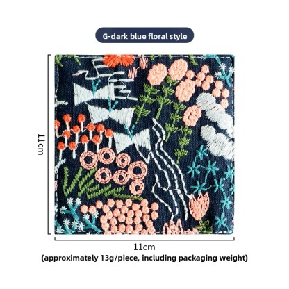 Ins-style embroidered cotton-linen coasters, embroidered fabric coasters, thickened heat-insulating mats, embroidered coffee coasters, tea coasters-Lovesyouforever