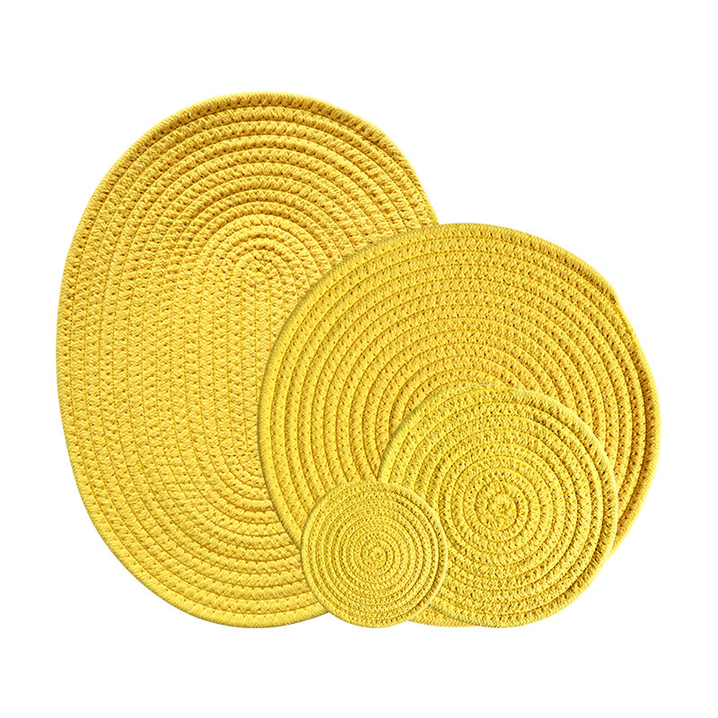 Insulation mat for home kitchen, cotton rope placemat, dining table mat, coaster, insulation pad-Lovesyouforever