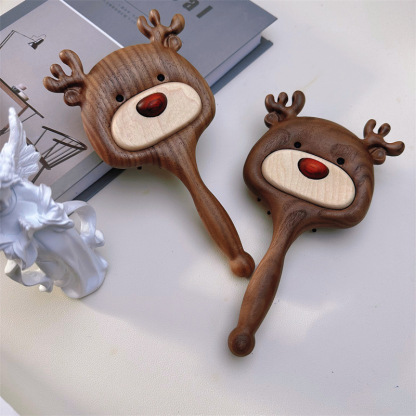 Elk Cushion Comb Black Walnut Wood "Always With You" Wooden Comb Exquisite Hair Comb Christmas Creative Holiday Gift-Lovesyouforever