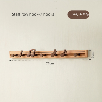Musical note solid wood hook, music element home decoration, exquisite and practical, for hanging clothes, no installation required, coat hook, adhesive hook-Lovesyouforever