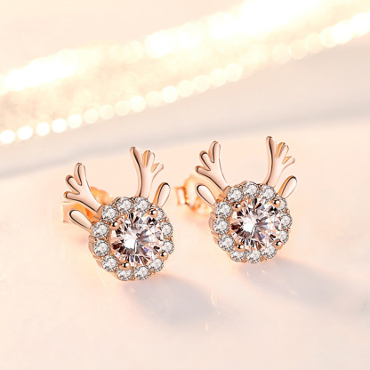 Antler Diamond Earrings For Woman-Lovesyouforever