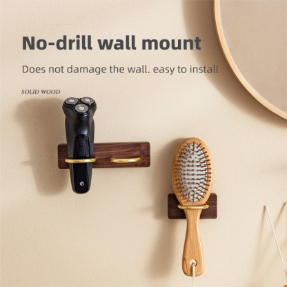 Black walnut wood wall-mounted storage rack, no installation required, a gift for wife, friend, or husband, razor storage rack-Lovesyouforever