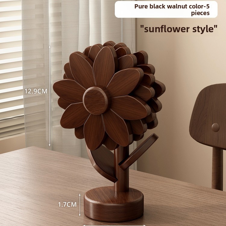 Sunflower placemat, solid wood heat-insulating mat, anti-scalding and high-temperature resistant, for kitchen and home use, table mat for bowls, plates, and cups, heat-resistant mat-Lovesyouforever