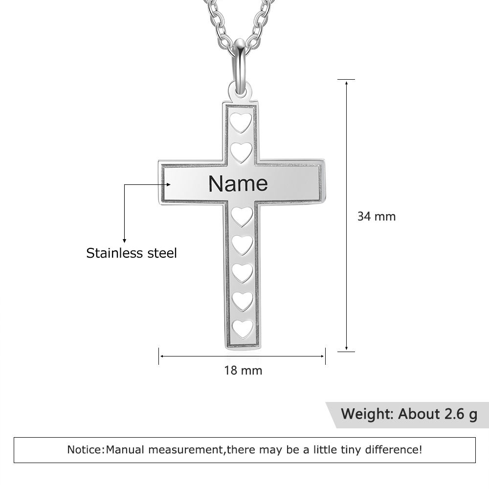 Personalized Cross and Heart 1 Name Pendant Necklace for Women-Lovesyouforever