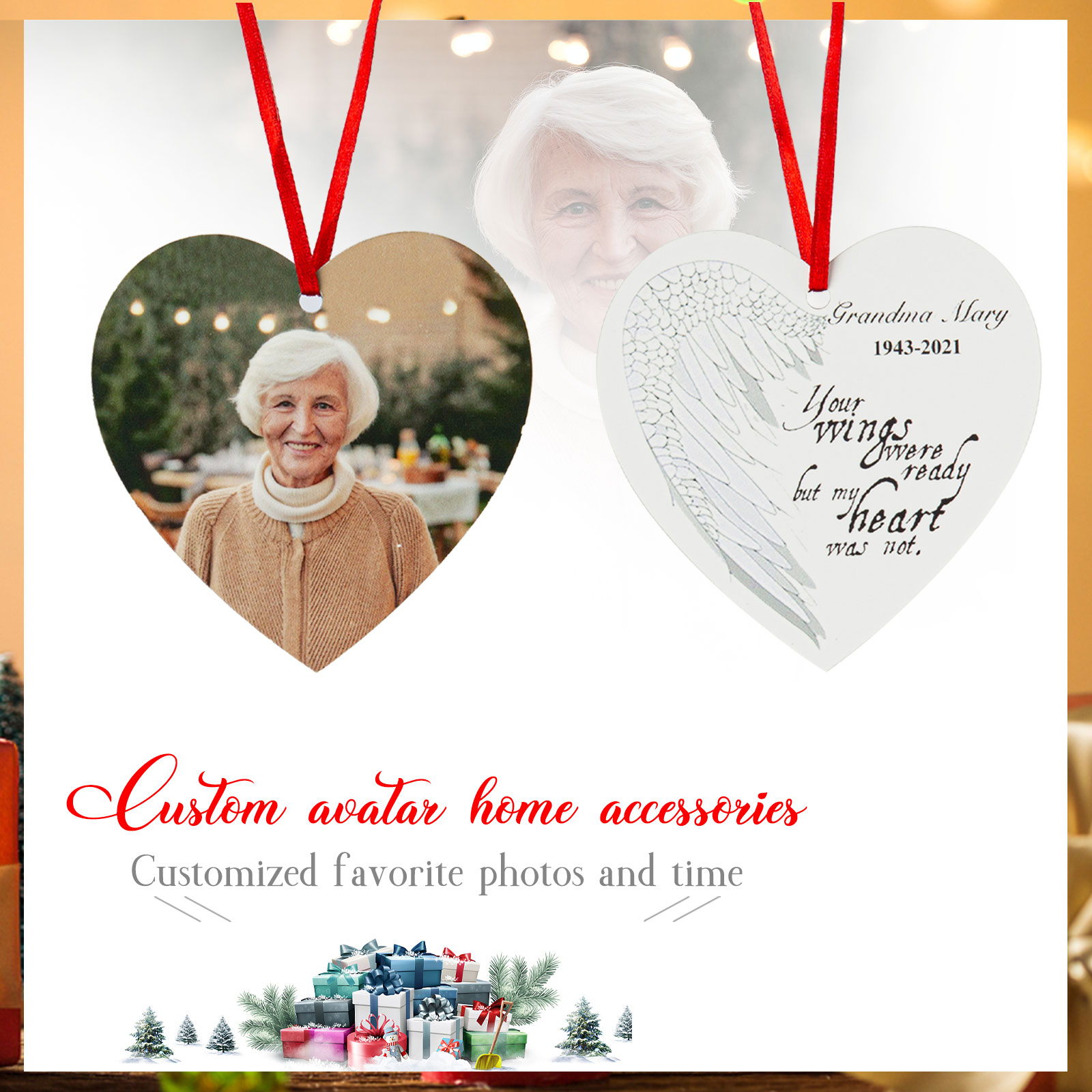 "Your Wings Was Ready, But Our Heart Was Not"Wooden Christmas Ornament Gifts For Family-Lovesyouforever