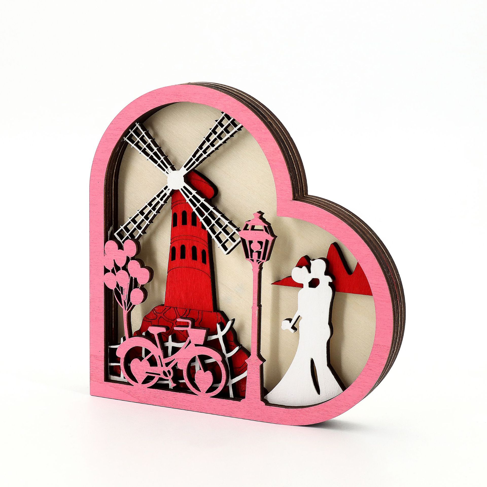 Wooden Hollow Carved Heart Ornament Gift-Desktop Decoration European Style Frame For Couple-Lovesyouforever