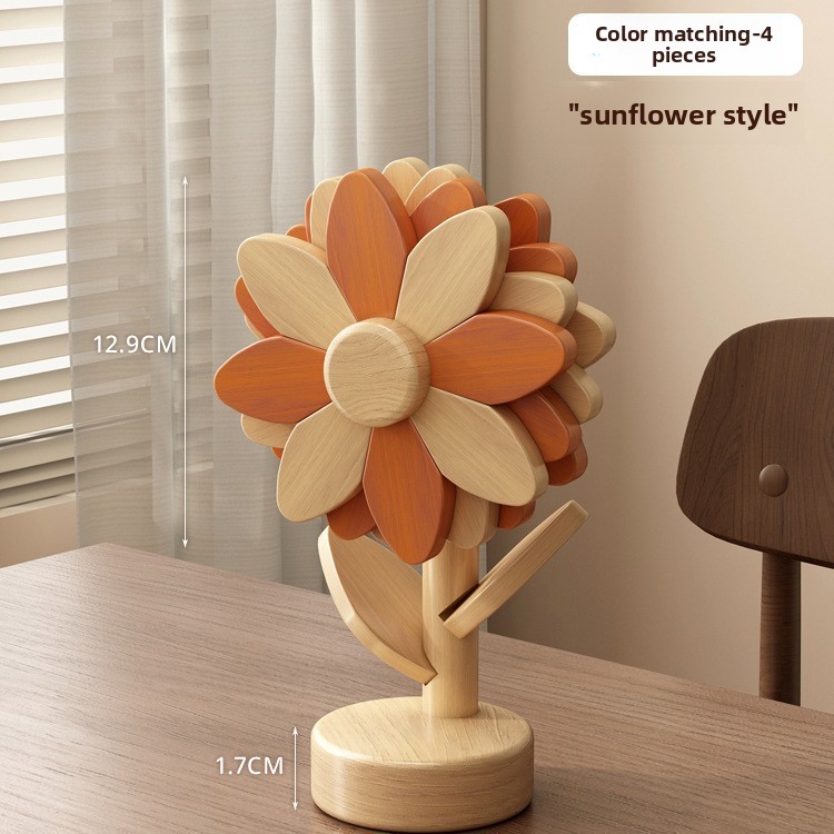Sunflower placemat, solid wood heat-insulating mat, anti-scalding and high-temperature resistant, for kitchen and home use, table mat for bowls, plates, and cups, heat-resistant mat-Lovesyouforever