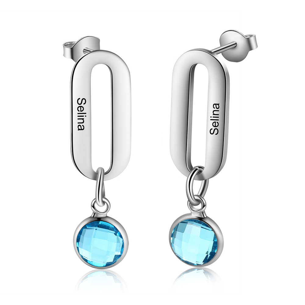 Name-Personalized Earrings With Birthstone-Lovesyouforever
