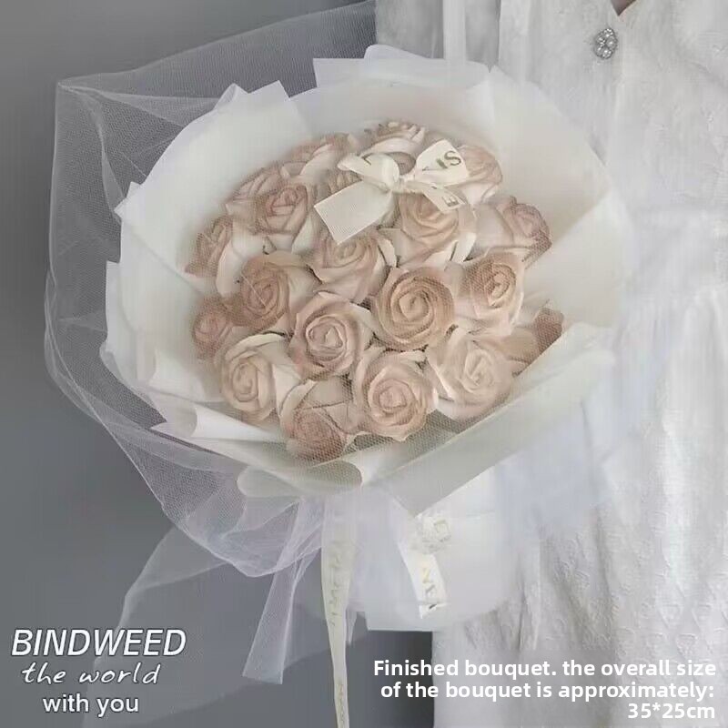 Crushed Ice Blue Artificial Rose Eternal Flower Bouquet, Soap Dried Flowers, Graduation Birthday Gift for Girlfriend, Best Friend, Valentine's Day-Lovesyouforever