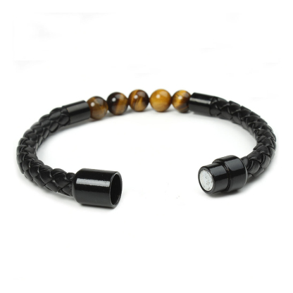 Tiger Eye & Black Onyx Beaded Bracelet – Unique Gift for Him | Jessemade-Lovesyouforever