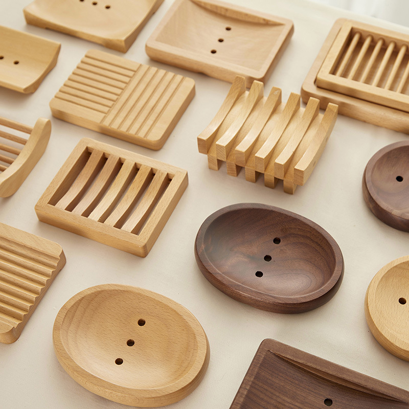 Exquisite beech and black walnut wood soap dish, handmade soap holder, Japanese-style draining double-layer wooden soap tray-Lovesyouforever