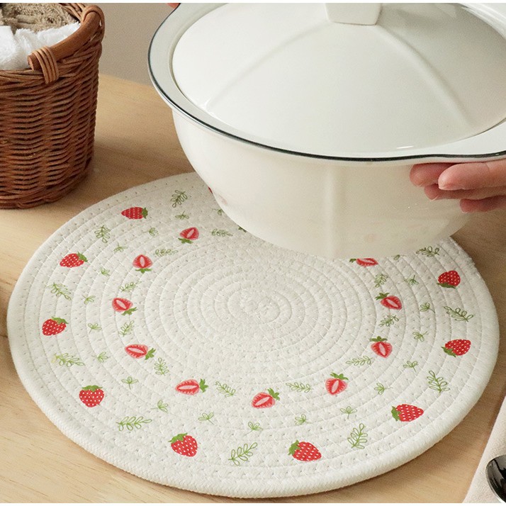 Woven Insulated Table Mat, Light Luxury Nordic Cotton Printed Placemat, Plate Mat, Cup Mat, Round Pot Mat, Bowl Mat-Lovesyouforever