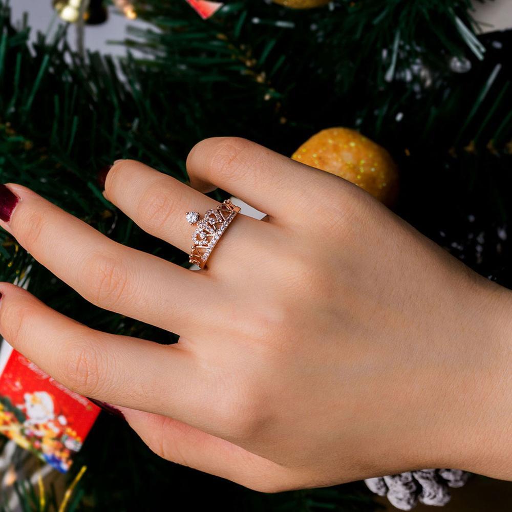Rose Gold Crown Promise Rings Gifts For Her-Lovesyouforever