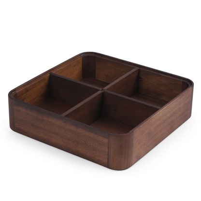 Walnut wood "Yilu" (with you) stackable snack, seed, fruit tray with lid, living room tea set storage box, dry fruit box-Lovesyouforever