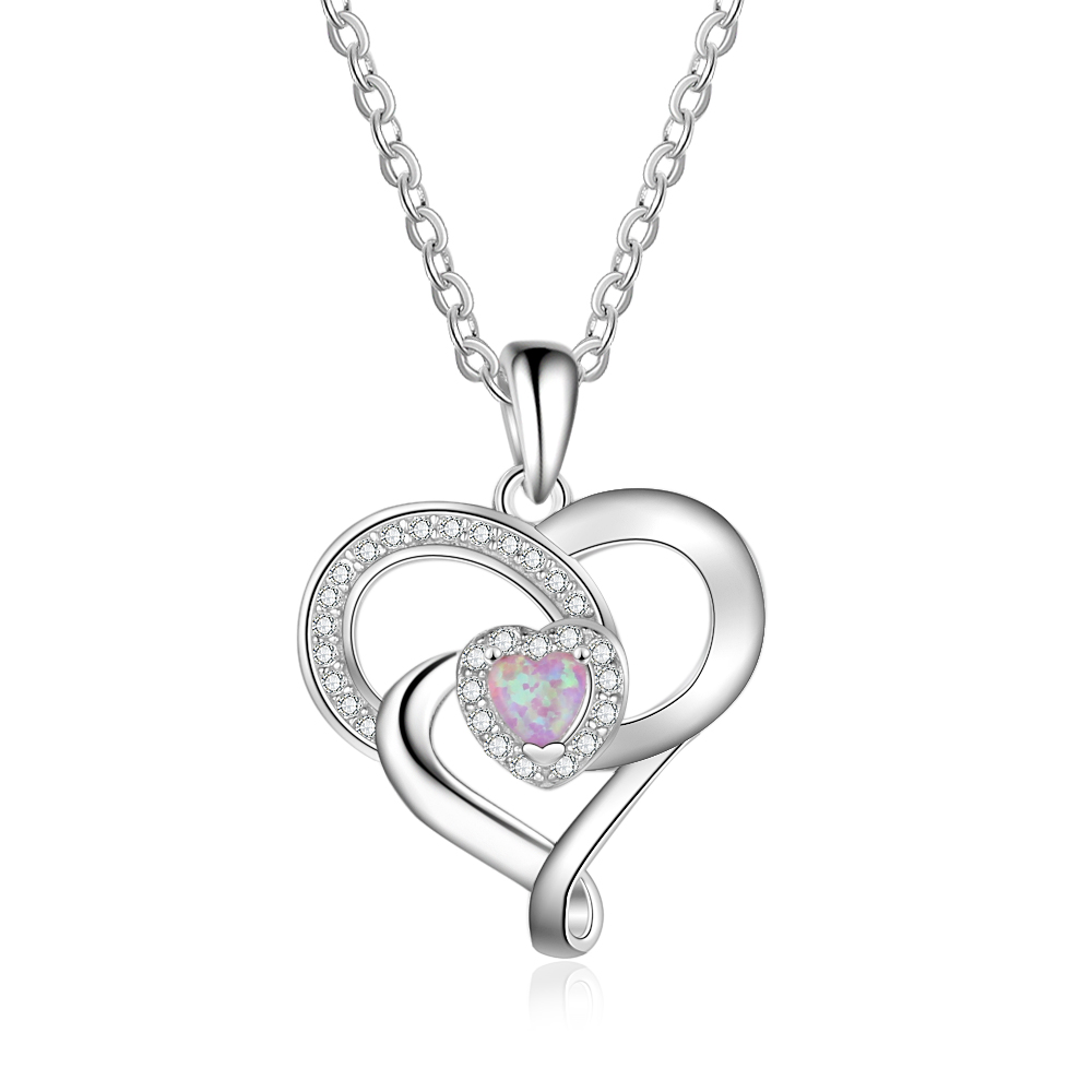 Opal Heart Pendant Necklace for Women-Lovesyouforever