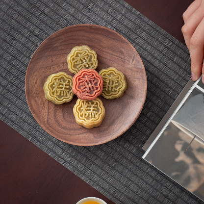 Chinese-style snack tray, walnut wood plate, fruit and dried fruit snack tray, exquisite tea shop tea snack tray, bergamot tray-Lovesyouforever