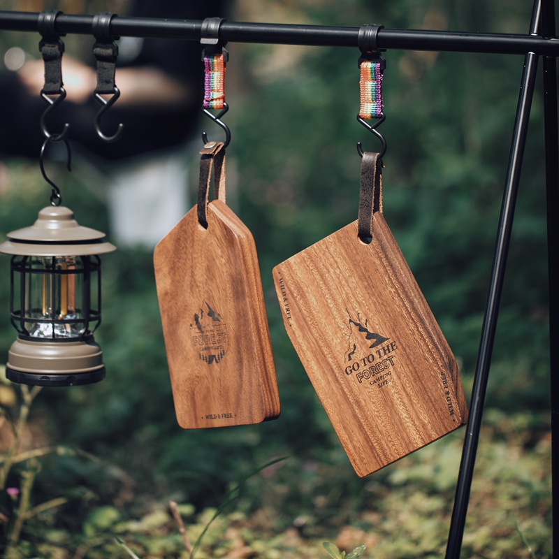 Camping cutting board, outdoor wooden portable chopping board, travel cutting board, serving board, home camping steak tray-Lovesyouforever
