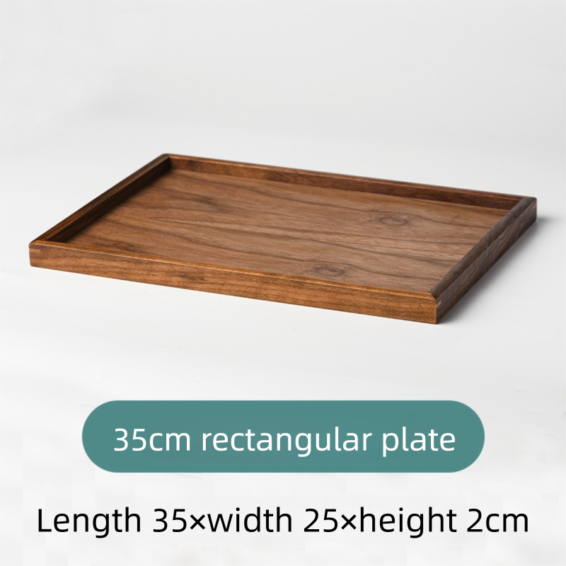 Black walnut solid wood tray, rectangular wooden tray, Japanese-style household fruit plate, wooden red tray, tea tray-Lovesyouforever