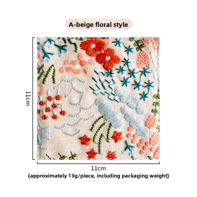 Ins-style embroidered cotton-linen coasters, embroidered fabric coasters, thickened heat-insulating mats, embroidered coffee coasters, tea coasters-Lovesyouforever