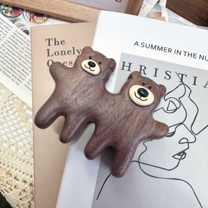 Bear's Best Friend Massage Comb, Black Walnut Wood, Cute Cartoon Meridian Wooden Comb for Head Therapy, Full Body Use to Relieve Stress and Tiredness-Lovesyouforever